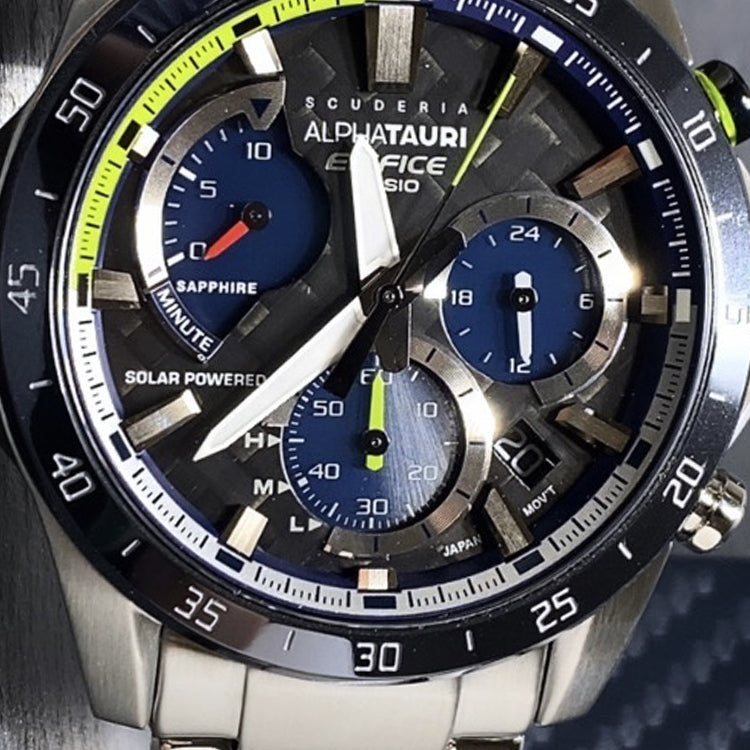 CASIO EDIFICE Waterproof Sapphire Crystal Solar Powered Sports Mens Silver Analog EFS-S580AT