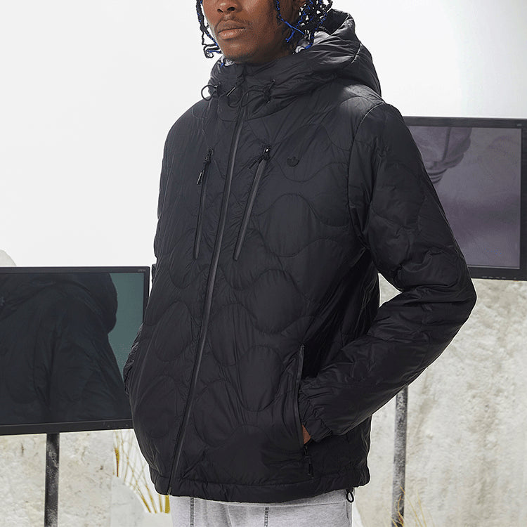adidas originals Sports Zipper hooded Long Sleeves Down Jacket Black H13586