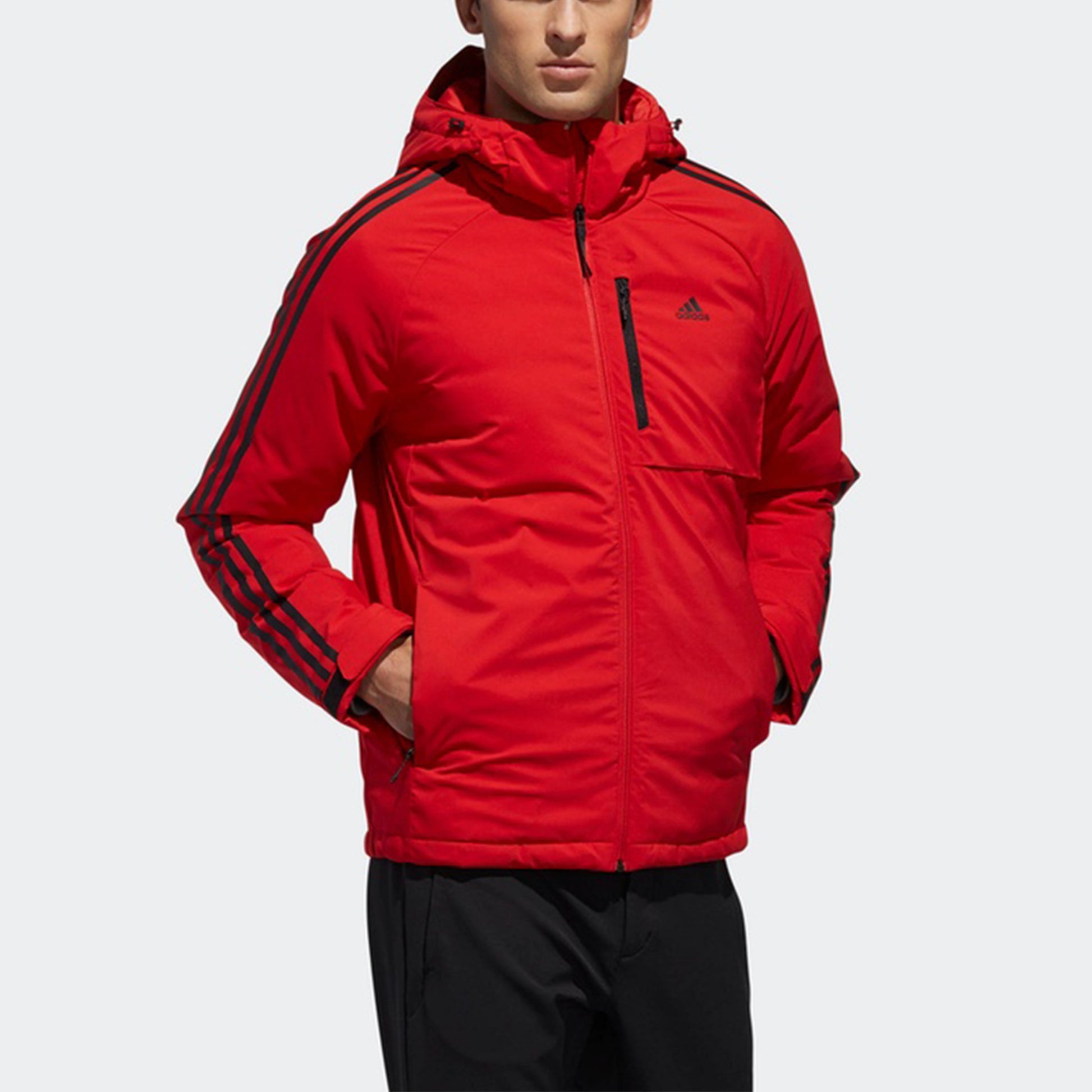 adidas 3stripes Down H Stay Warm raglan sleeve Sports hooded down Jacket Red DM1971