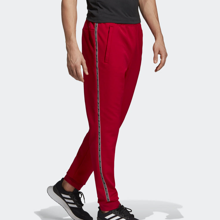 adidas M C90 TP logo Printing Bundle Feet Casual Sports Long Pants Red EJ9676