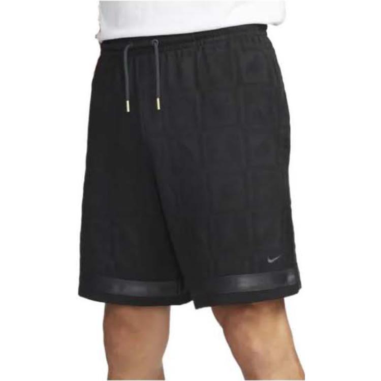 Men's Nike SS22 Solid Color Metallic Zipper Elastic Waistband Lacing Black Shorts DH7552-010