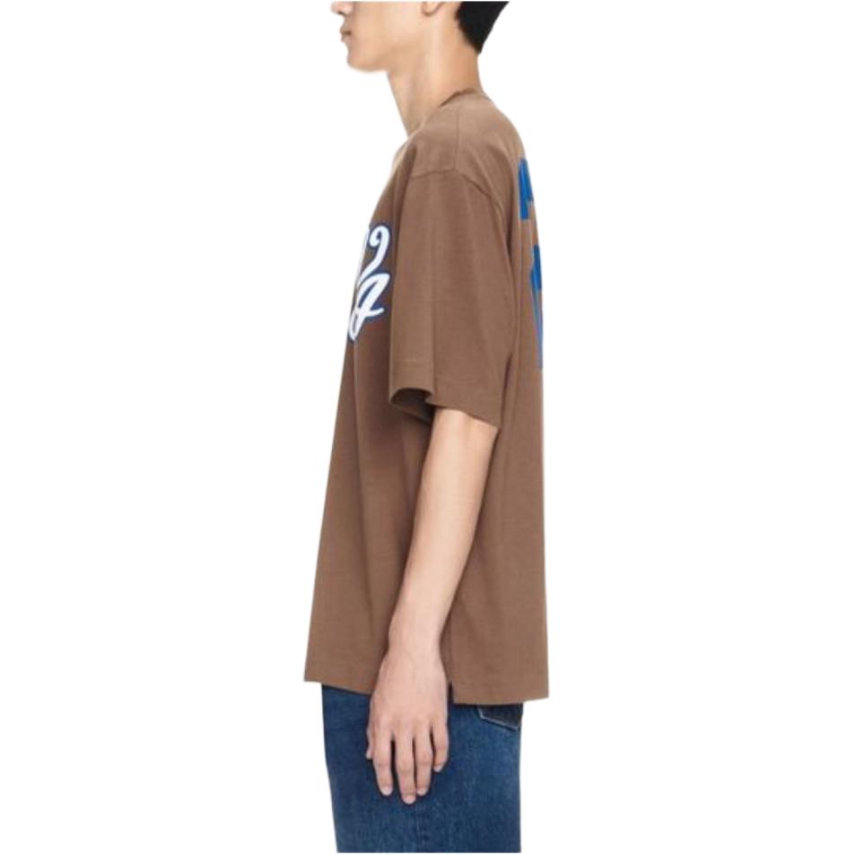 Off-White 23 Varsity Skate Cotton T-Shirt 'Brown White' OMAA120S24JER0112846