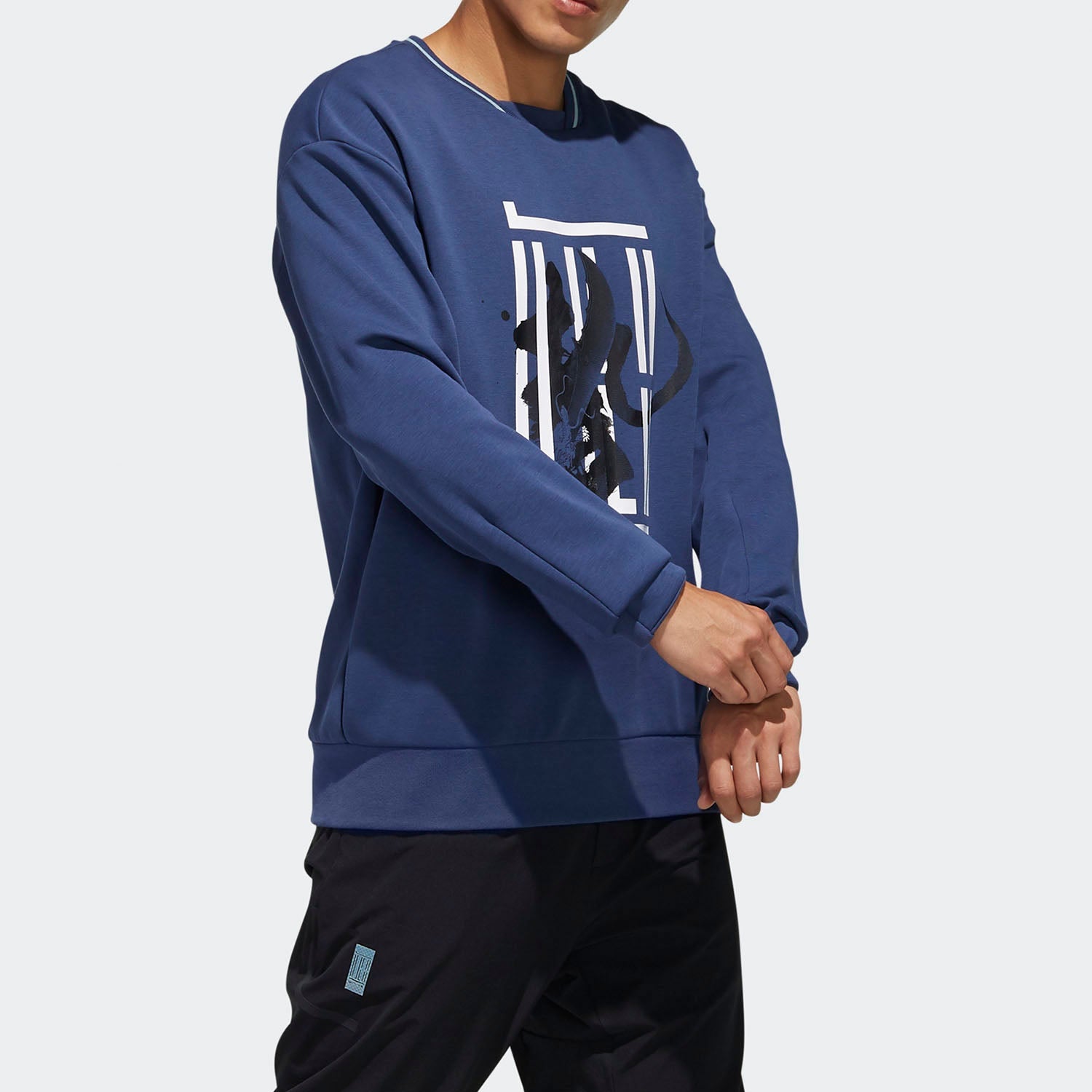 adidas WJ SWT Logo Casual Sports Round Neck Pullover Blue FM9346
