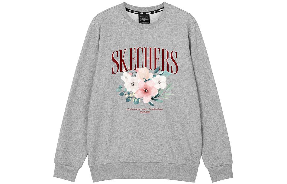 Skechers Flower Graphic Crew Sweater 'Blue White Grey' L422U243
