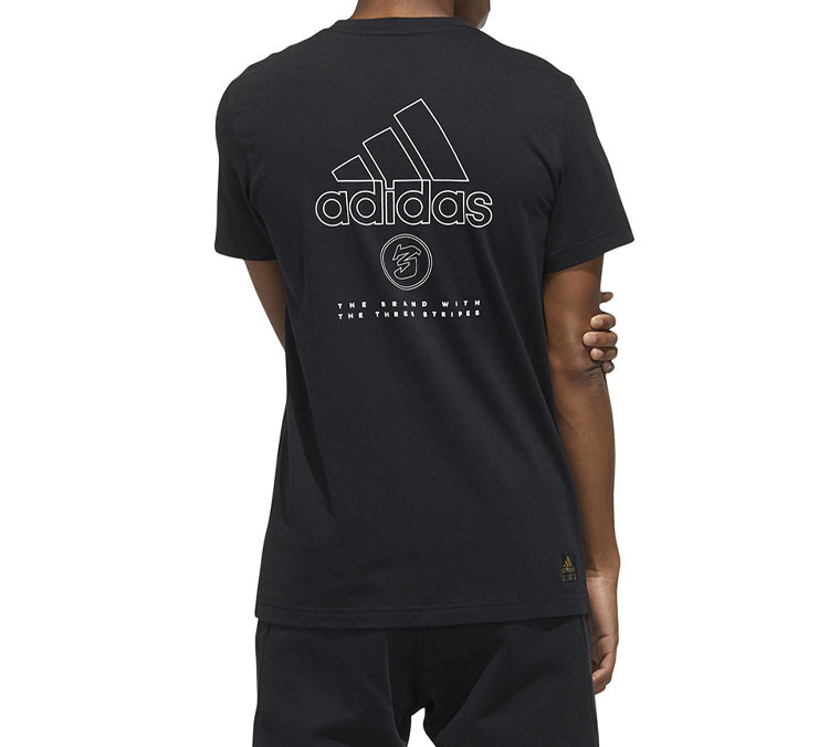 adidas Alphabet Logo Printing Short Sleeve Black FU6219