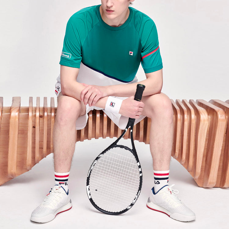 FILA Contrasting Colors Sports Tennis Short Sleeve Green A11M123101F-GN
