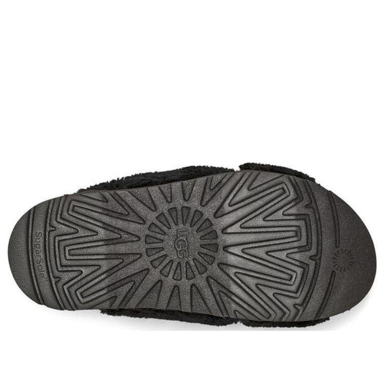 (WMNS) UGG Fuzz Sugar Cross Slide 'Black' 1135131-BLK