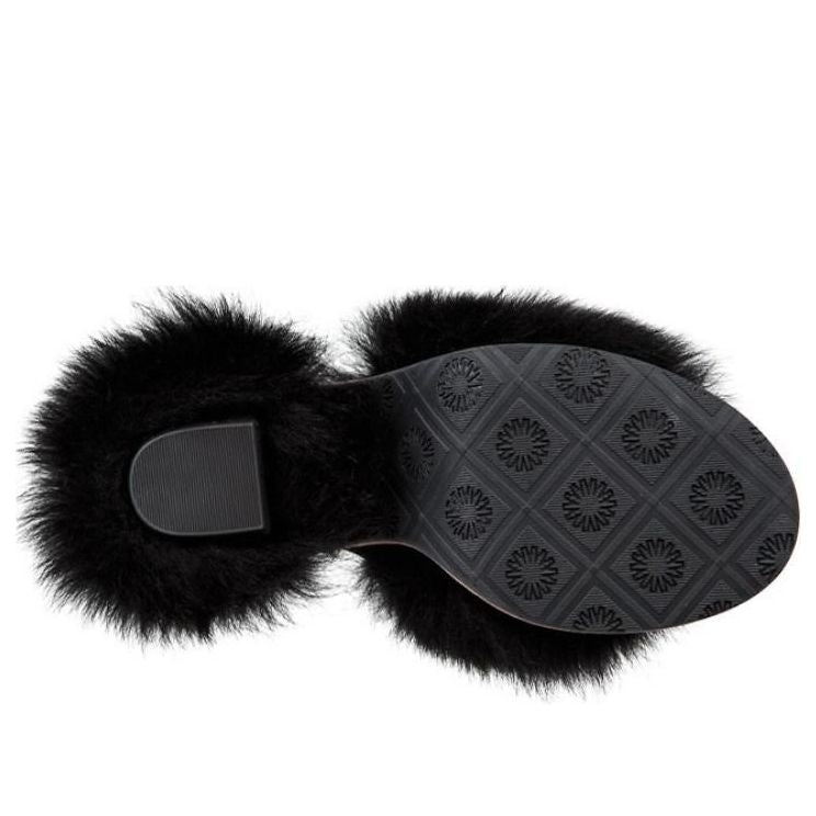 (WMNS) UGG Rosa Fluff Heel 'Black' 1095390-BLK
