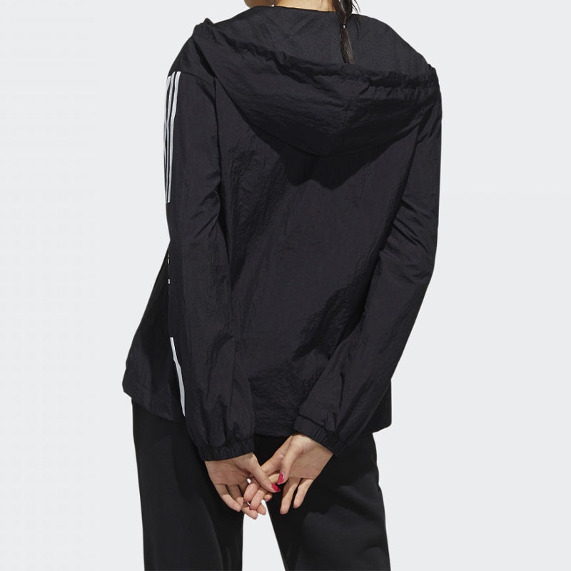 (WMNS) adidas neo Printing Hooded Jacket Black FP7390