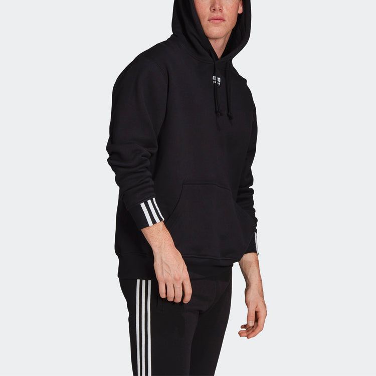adidas originals Stripe Sleeve hooded Sports Black EJ7424