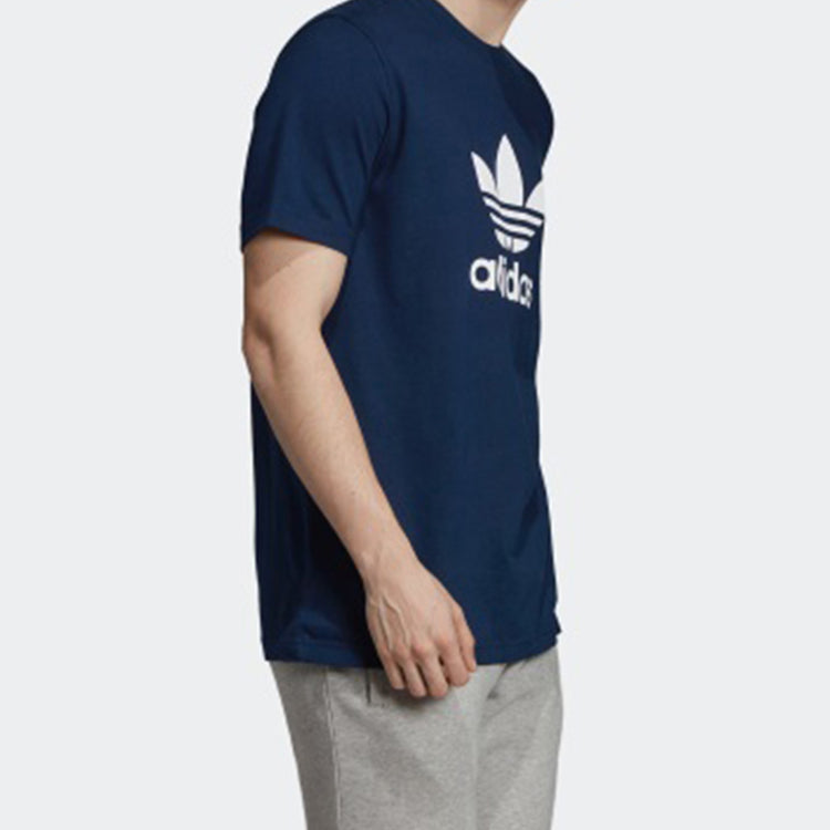 Men's adidas originals Trefoil Tee Colleage Alphabet Printing Breathable Short Sleeve Blue ED4715