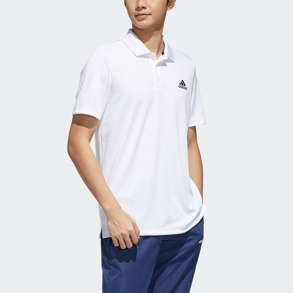 adidas MENS D2M Training Short Sleeve Polo Shirt White GL0484