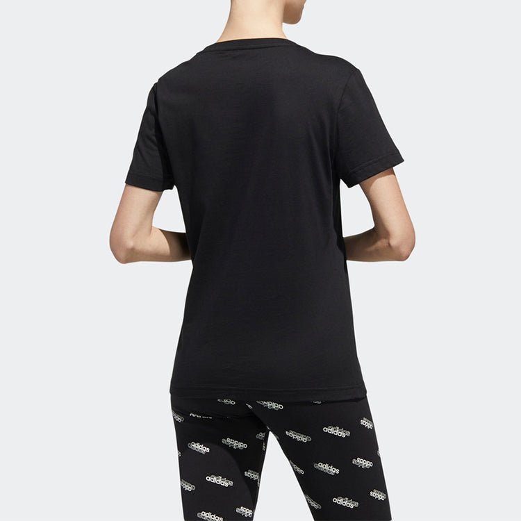(WMNS) adidas Alphabet Logo Printing Training Sports Short Sleeve Black FM6154