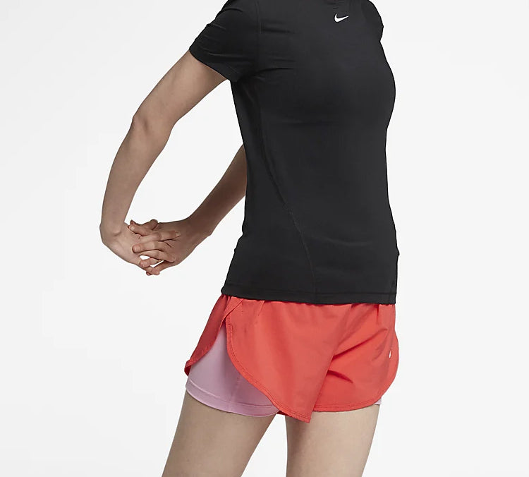 (WMNS) Nike Pro Mesh Dri-FIT Slim Fit Breathable Quick Dry Training Short Sleeve Black T-Shirt AO9952-010