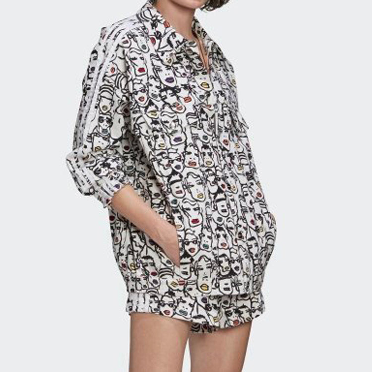 (WMNS) adidas Originals x Fiorucci Face logo Print Jacket 'Black White' FL4136