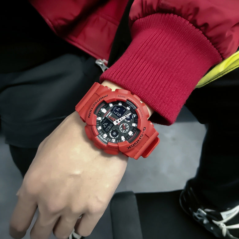 CASIO G-Shock Analog-Digital 'Red' GA-100B-4A