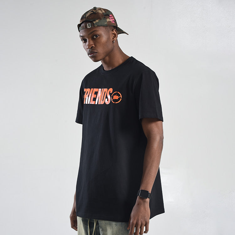 VLONE x Fragment Design Crossover Flash Large Logo Short Sleeve Couple Style Black VLTE17FW005