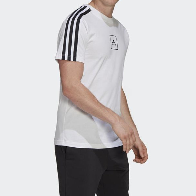 adidas M 3S Tape Tee Sports Round Neck Short Sleeve White FL3605
