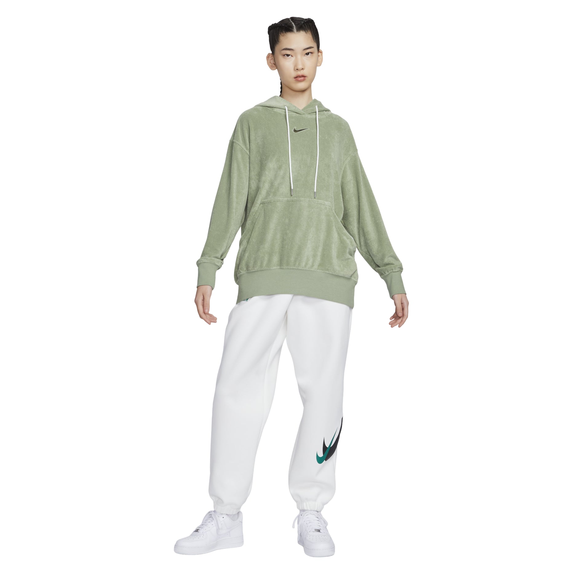 (WMNS) Nike Terry Drawstring Hoodie 'Green' DV7825-386