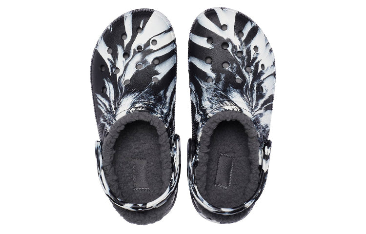 (WMNS) Crocs Classic Lined Clog Outdoor Sandals 'Marbled White Black' 207180-103