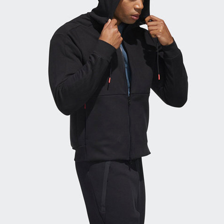 adidas Tech Heavy Track Top Fab Sports Windproof Hooded Jacket Black GF4027