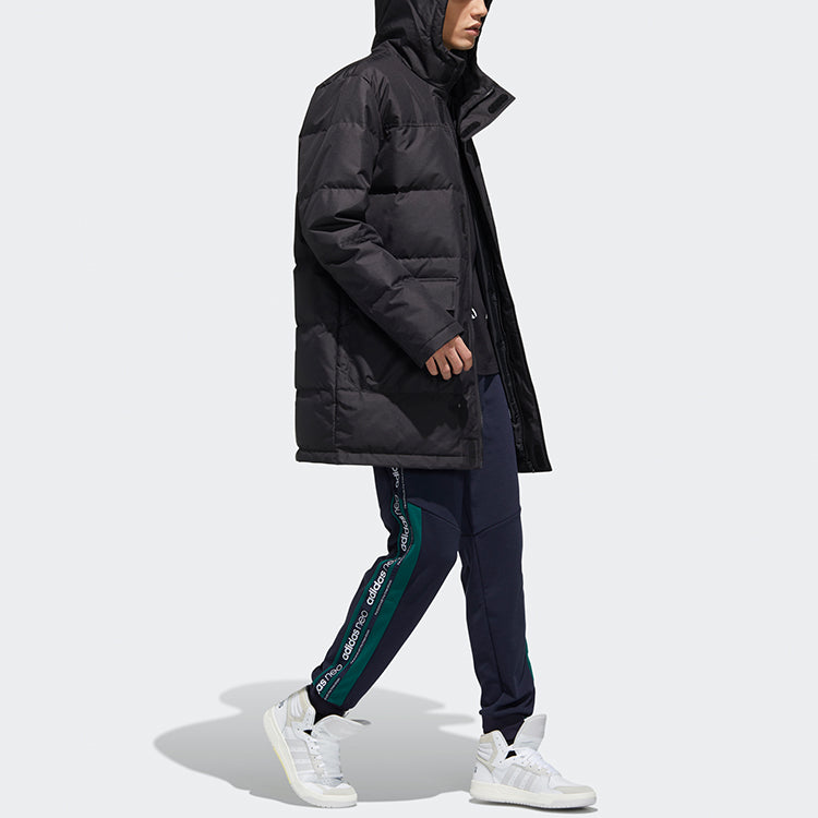 adidas neo M Wint Dwn Prka Windproof Stay Warm mid-length Sports hooded down Jacket Black GJ8786