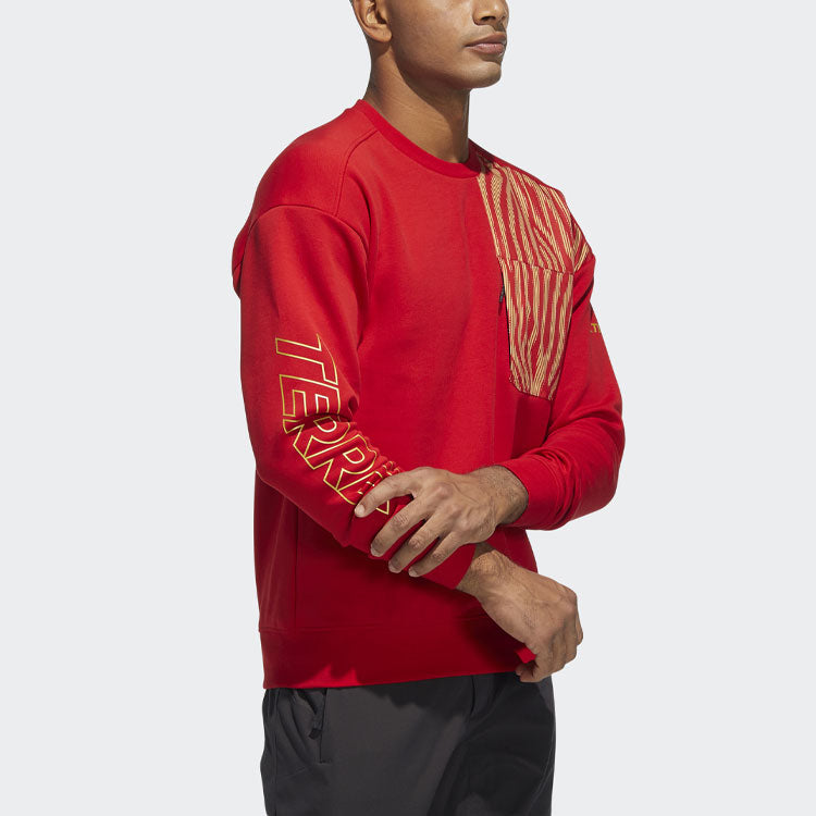 adidas Subject Printing Sports Pullover Long Sleeves Couple Style Red HE7323