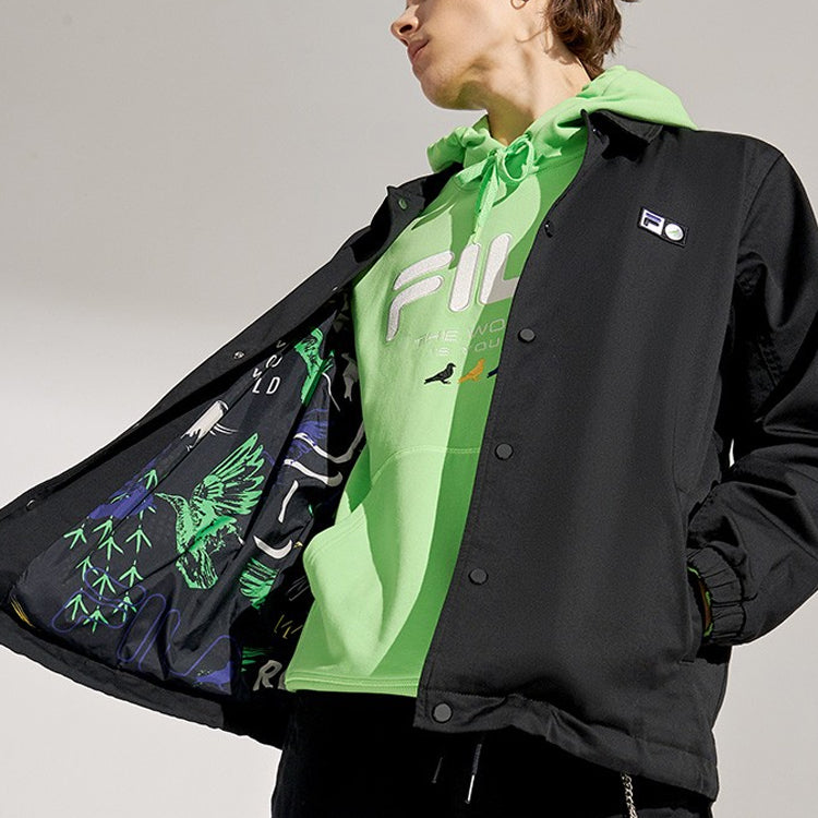 Men's FILA FUSION x Staple Crossover Logo Small Label Coach Jacket Black T11M114703F-BK
