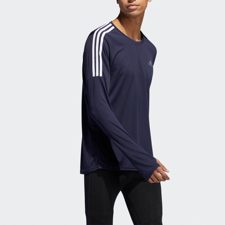 adidas Run 3s Ls M Printing Logo Running Long Sleeves Blue EK2858