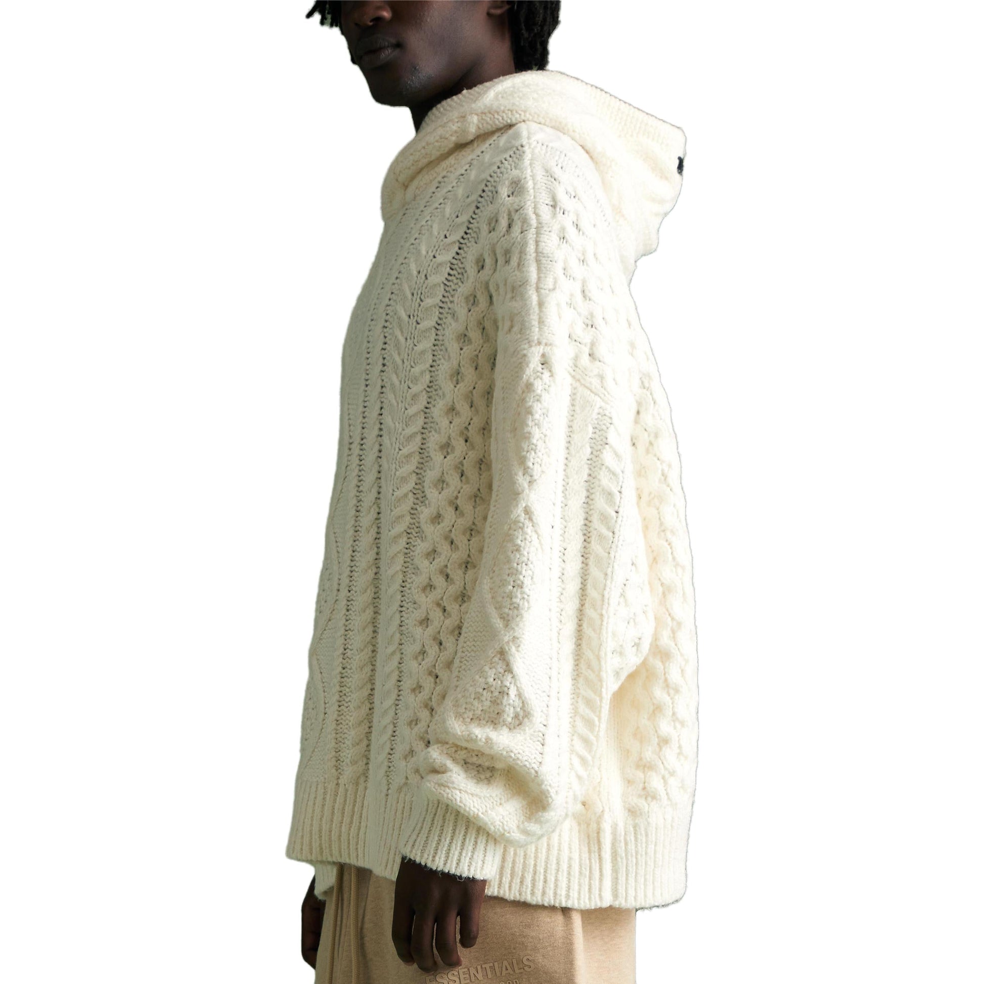 Fear of God Essentials FW23 Cable Knit Hoodie 'Cloud Dancer' 192BT234391F
