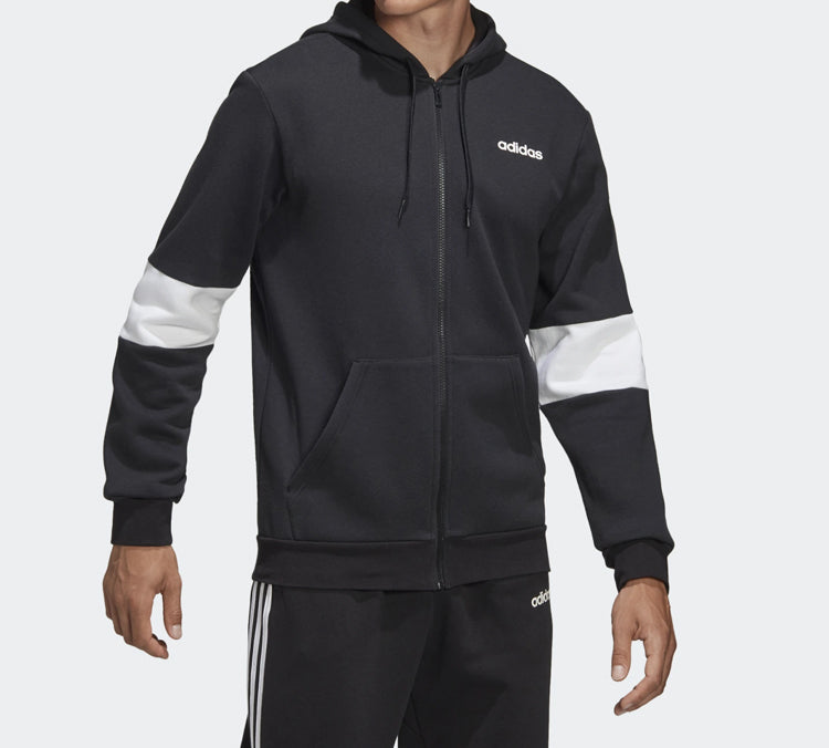 adidas Contrasting Colors Sleeve Training hooded Zipper Cardigan Black FJ6278
