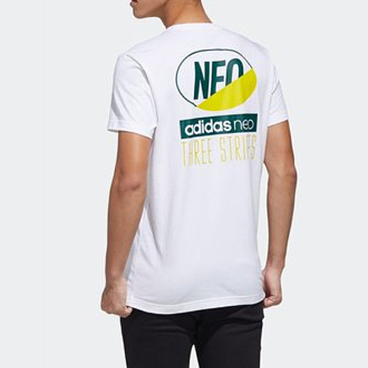 adidas neo Casual Cozy Sports Round Neck Short Sleeve White GK1525