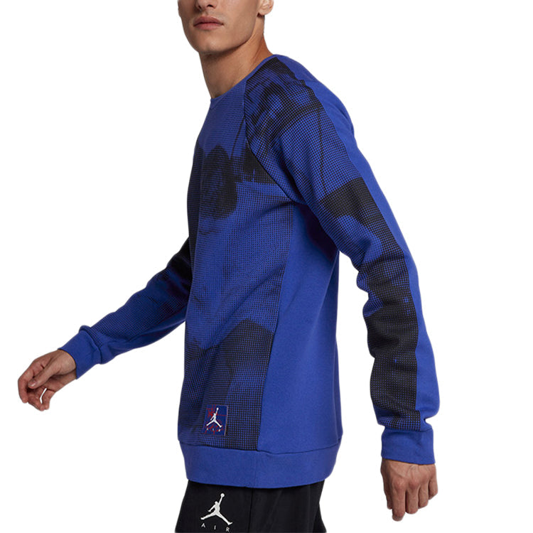 Air Jordan Fleece Printing Round Neck Blue BQ1384-423