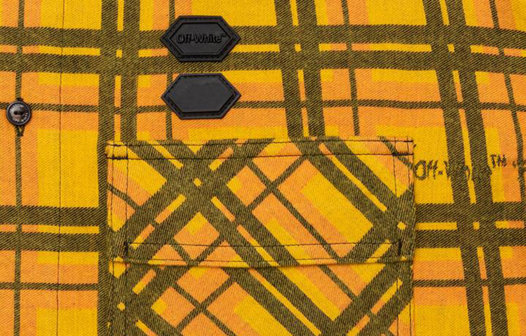 Men's Off-White Plaid Yellow Shirt OMGA098S20H480206000