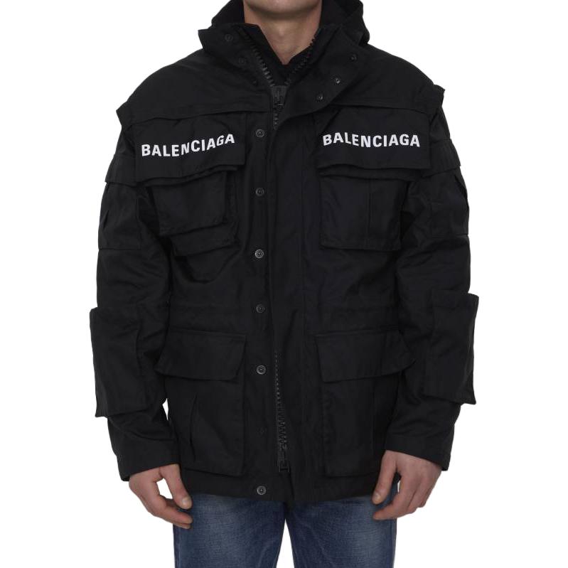 Balenciaga Technical Fabric Oversized Parka With Jersey Insert 'Black' 746450TOO321000