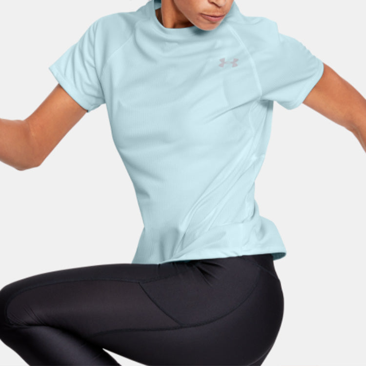(WMNS) Under Armour Running Sports Short Sleeve Blue 1326462-462