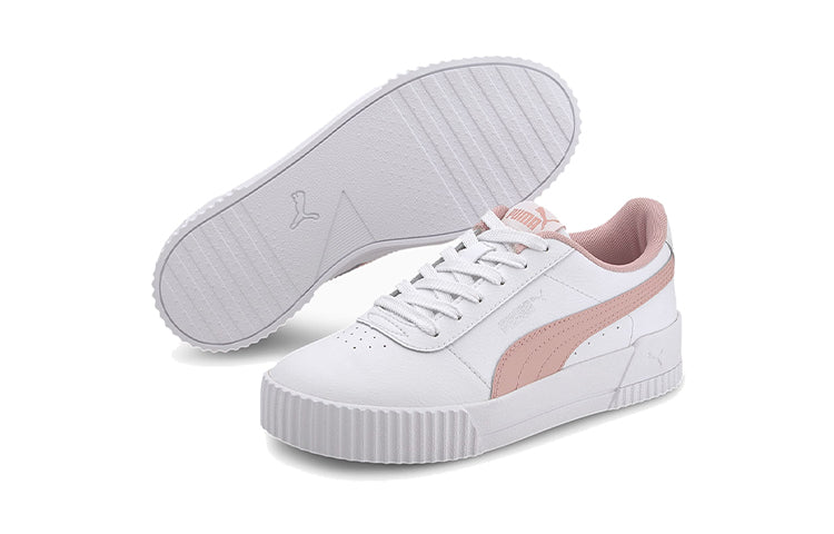 (GS) PUMA Carina L Casual Board Shoes White/Pink 370677-13