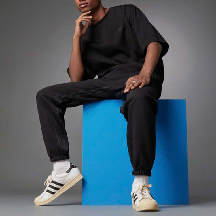 adidas originals Blue Version Series Solid Color Casual Sports Long Pants Black H23150