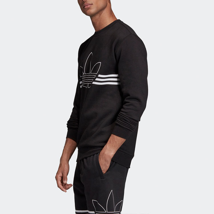 adidas originals Outline Crw Flc Casual Loose Round Neck Black ED4685