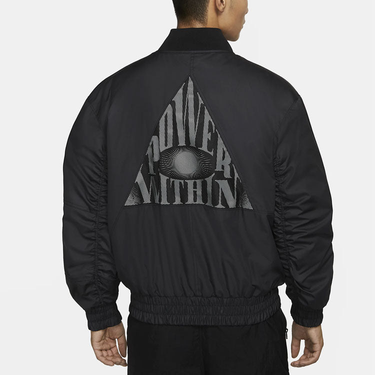 Men's Nike Kyrie Basketball Sports Mesh Patchwork Print Pattern Woven Baseball Padded Jacket CK6671-010