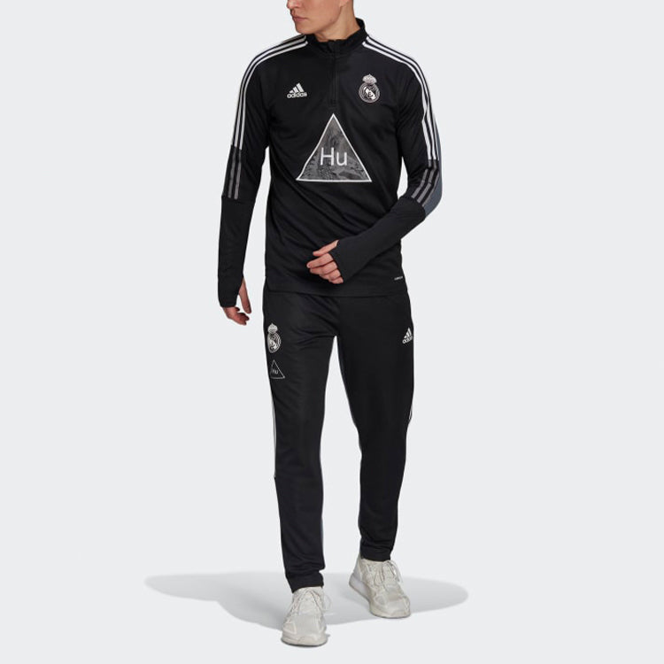 adidas x Crossover Real Madrid Soccer/Football Half Zipper Pullover Stand Collar Black Gray GK7841