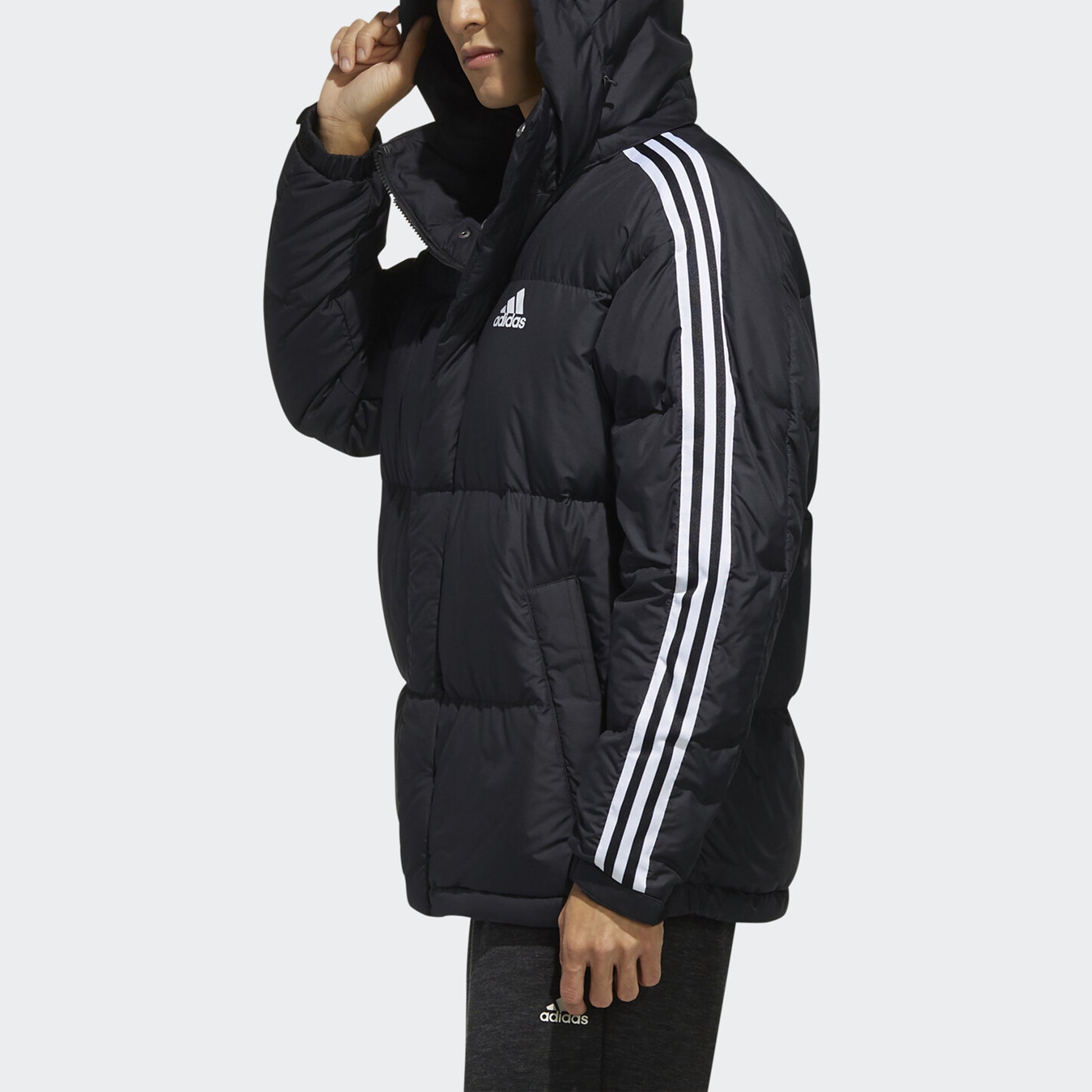adidas 3ST Puff Down Outdoor protection against cold Stay Warm hooded down Jacket Black EH3972