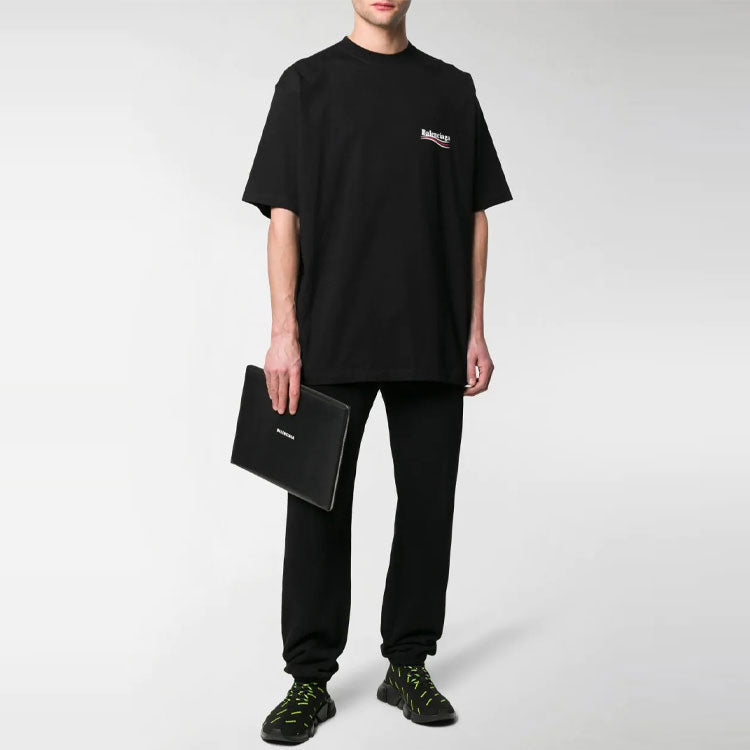 Balenciaga MENS SS20 Logo Loose Short Sleeve Black 620969TIV521070