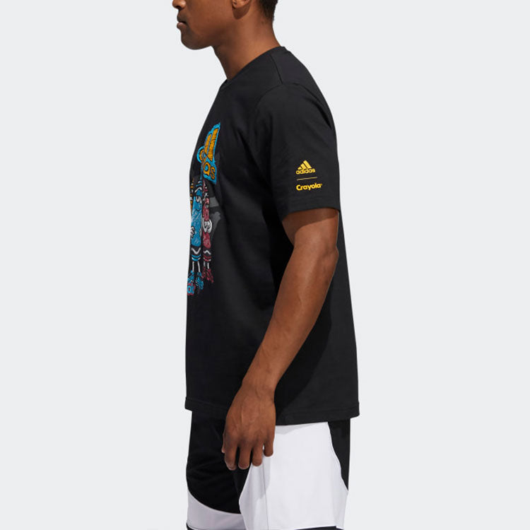 adidas x Crayola Crossover Cray Crayon T Funny Printing Sports Basketball Short Sleeve Black GN7918