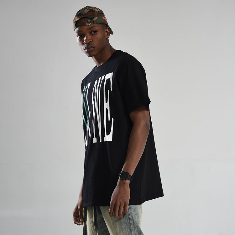 VLONE Large V Alphabet Short Sleeve Tee 'Black Green' VLTE17SS003-BLACK