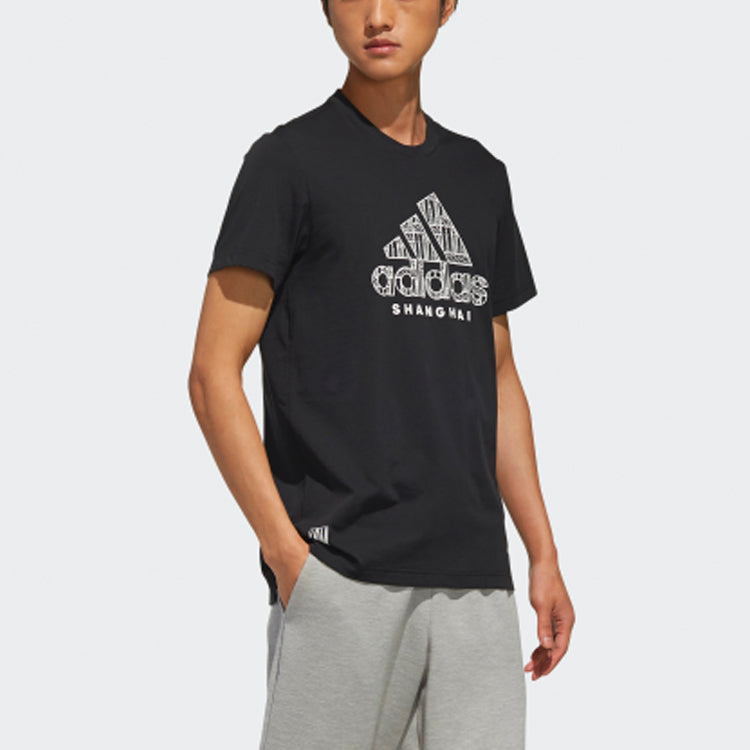 adidas Kc Tee Bc Sh Logo Printing Casual Sports Round Neck Short Sleeve Black FJ0080