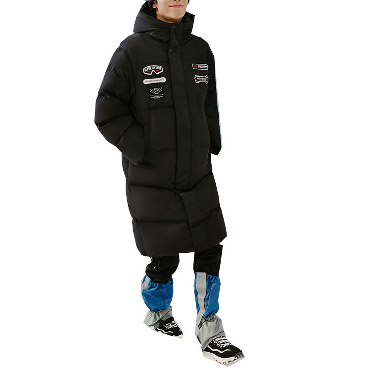 Skechers Letter Graphic Long Down Jacket 'White Black' L422U075