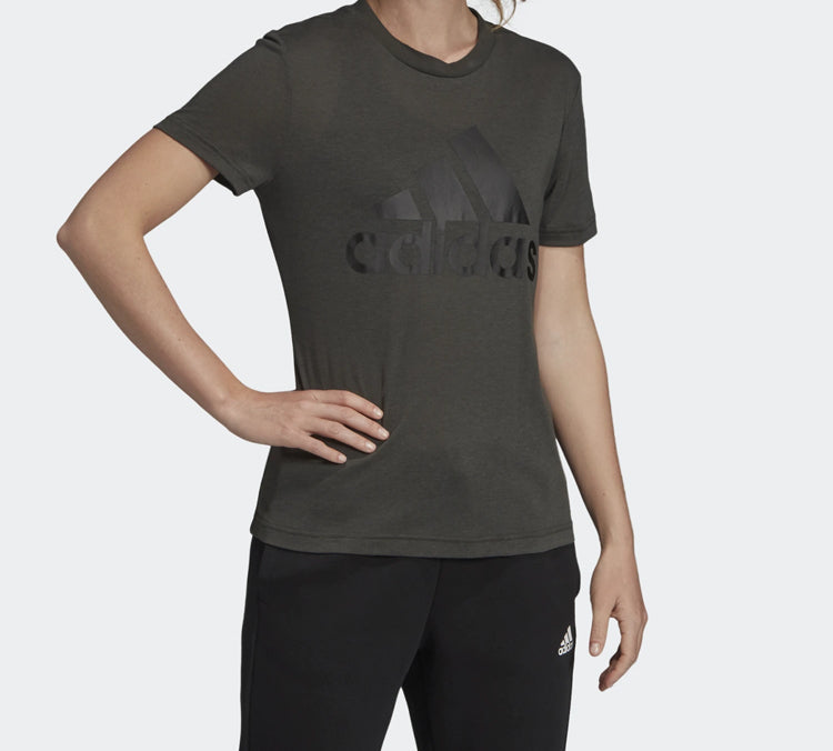 (WMNS) adidas Logo Alphabet Printing Sports Short Sleeve Gray DY7738