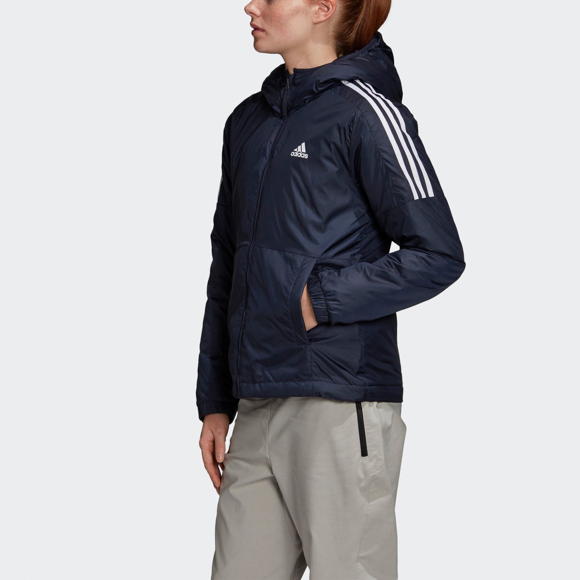 (WMNS) adidas Essentials Thermal Hooded Jacket Asia Sizing 'Navy White' GH4599