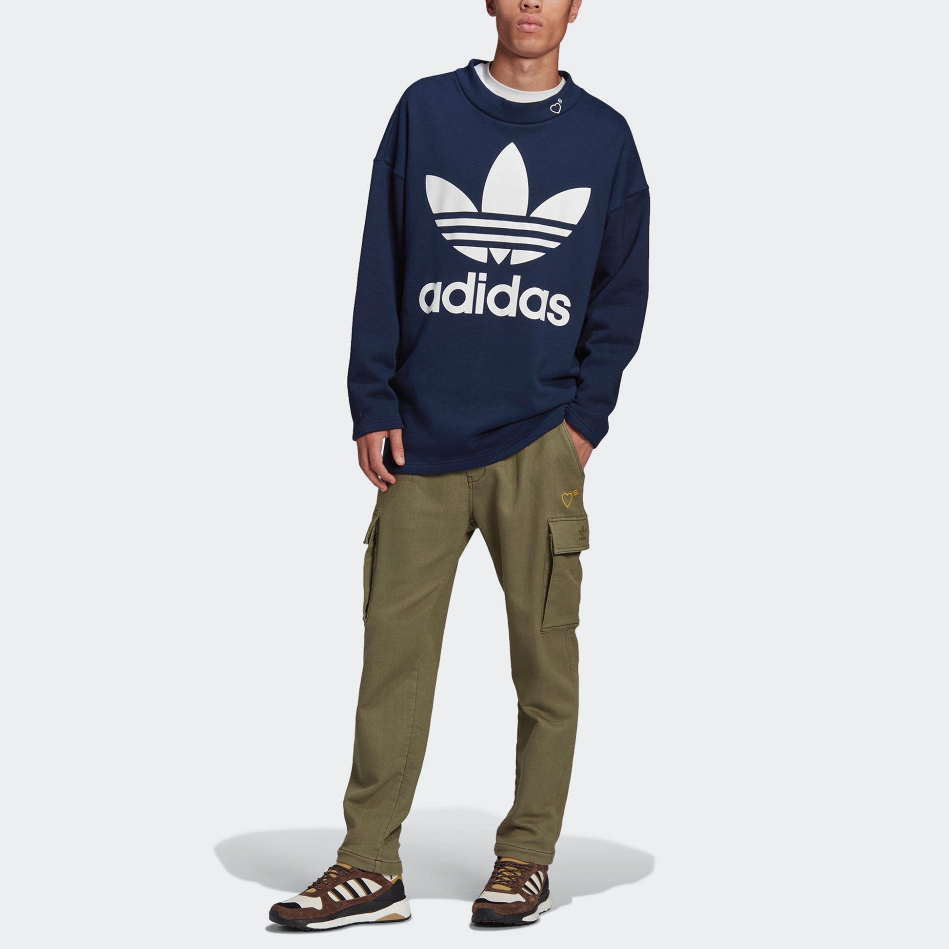 adidas originals x HUMAN MADE Crossover Embroidered Logo Multiple Pockets Sports Pants Green GM4635